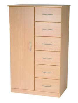 Furniture123 Stratford Beech 1 Door 6 Drawer Childs Wardrobe