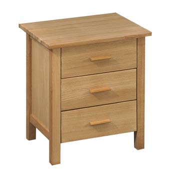 Furniture123 Suffolk Solid Oak 3 Drawer Bedside Table