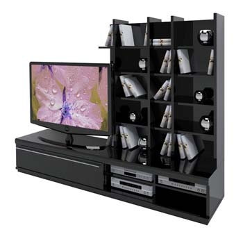 Furniture123 Sylvie Black Entertainment Shelving Unit