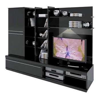 Furniture123 Sylvie Black Multi-Shelf Entertainment Unit