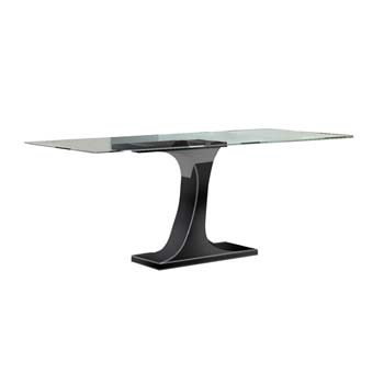 Furniture123 Sylvie Black Rectangular Dining Table with Glass