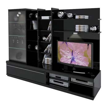 Sylvie High Gloss Black Entertainment Display Unit