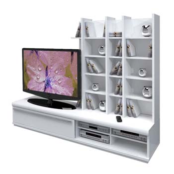 Furniture123 Sylvie White Entertainment Shelving Unit