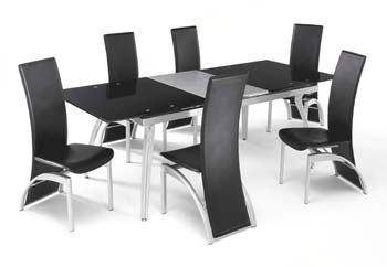 Furniture123 Tavoli Dining Set with Black Glass