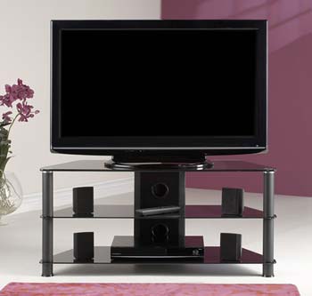 Furniture123 Thorley Black Glass Large Corner TV Unit TL001 BB