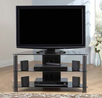 Thorley Black Glass Medium Corner TV Unit TL004