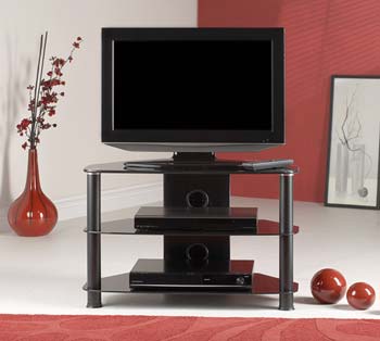 Furniture123 Thorley Black Glass Small Corner TV Unit TL003 BB
