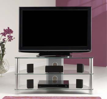 Furniture123 Thorley Clear Glass Large Corner TV Unit TL001 S