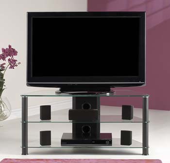 Thorley Clear Glass Large Corner TV Unit with