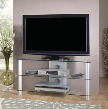Furniture123 Thorley Clear Glass Medium Corner TV Unit TL004 S