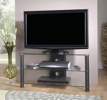 Furniture123 Thorley Clear Glass Medium Corner TV Unit with