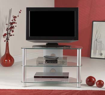 Furniture123 Thorley Clear Glass Small Corner TV Unit TL003 S