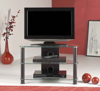 Furniture123 Thorley Clear Glass Small Corner TV Unit with