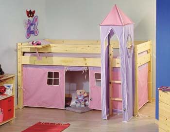 Furniture123 Thuka Maxi 10 - Midsleeper with Pink Tent and Square Tower