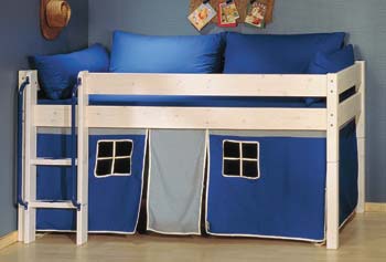 Furniture123 Thuka Maxi White 3 - Midsleeper with Blue/Silver Tent