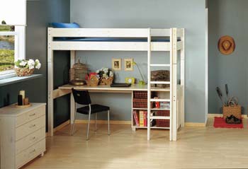 Furniture123 Thuka Maxi White 5 - Highsleeper Bed with Long Desk and Bookshelf