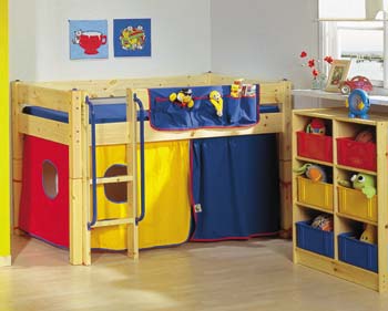 Furniture123 Thuka Shorty 4 - Single Midsleeper with Multi-coloured Tent