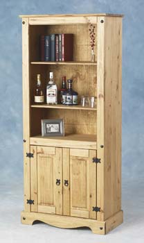 Furniture123 Toledo Pine 2 Door Display Cabinet / Bookcase -