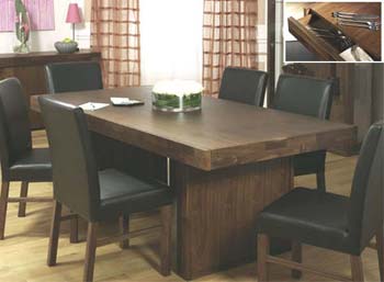 Tomoko Walnut Dining Set with Brown Leather Chairs