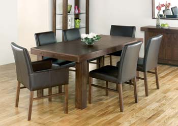 Furniture123 Tomoko Walnut Extending Dining Set with Brown