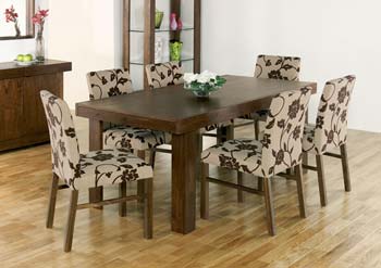 Furniture123 Tomoko Walnut Extending Dining Set with Wide