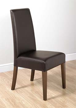 Furniture123 Tomoko Walnut Tall Brown Leather Dining Chairs
