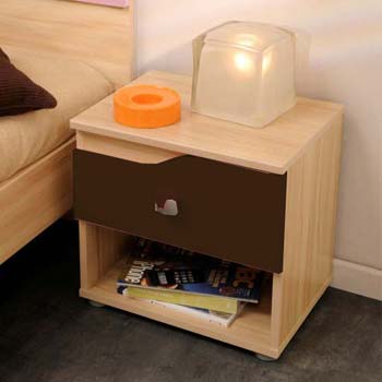 Furniture123 Trix Teens 1 Drawer Bedside Table in Chocolate