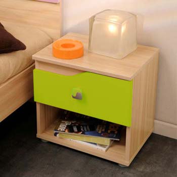 Trix Teens 1 Drawer Bedside Table in Lime