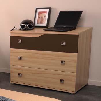 Furniture123 Trix Teens 3 Drawer Chest in Chocolate