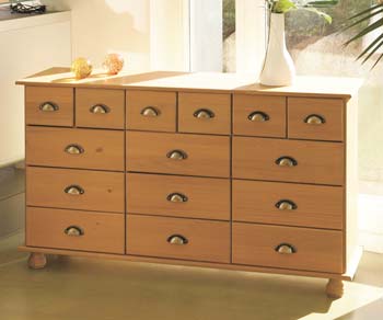 Tucker Solid Pine 9+6 Drawer Chest