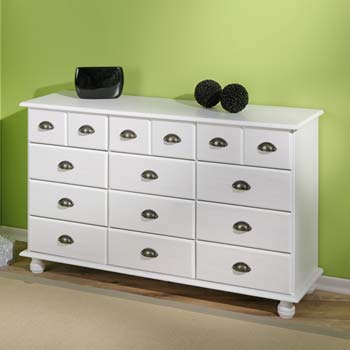 Furniture123 Tucker Solid Pine White Pine 9 6 Drawer Chest