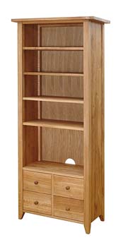 Furniture123 Verviers Oak Tall Bookcase with 4 Drawers