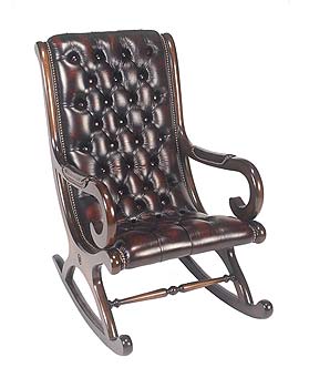 Furniture123 Victorian Leather Slipper Rocker