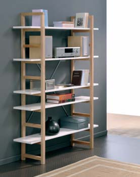 Viva 5 Shelf Bookcase in White Lacquer