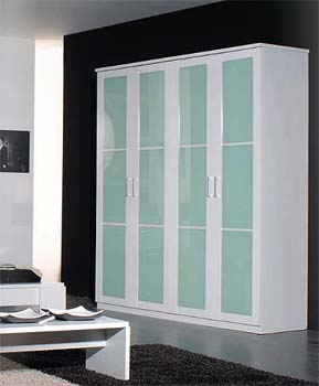 Furniture123 Zan 4 Door Glass Wardrobe in White