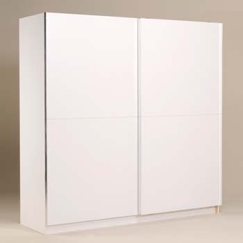 Furniture123 Zenza Sliding 2 Door 4 Shelf Wardrobe in White -