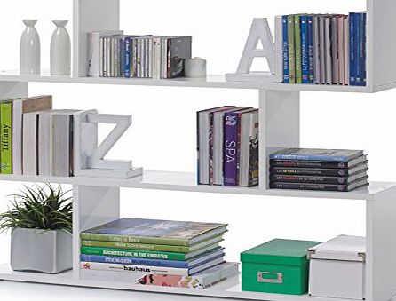 Furniturefactor Ziggy White GlossShort Wide Bookcase Room Divider - by Furniture Factor