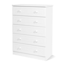FurnitureToday Avimore White 5 Drawer Chest