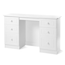 FurnitureToday Avimore White 6 Drawer Kneehole Dressing Table