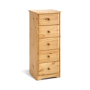 FurnitureToday Balmoral Pine 5 Drawer Narrow Chest