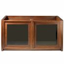 FurnitureToday Blok 2000 Walnut Cabinet With Black Glass Doors