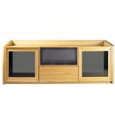 FurnitureToday Blok 3000 Oak Cabinet With Black Glass Doors