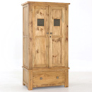Breton pine brass panel single drawer wardrobe