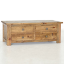 FurnitureToday Breton pine coffee table with 4 thru drawers