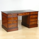 FurnitureToday Burr Walnut English Pedestal Desk