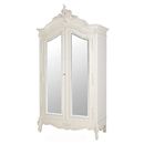 FurnitureToday Chateau white painted 2 door mirrored armoire