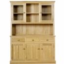 FurnitureToday Chichester solid oak glazed 3 door dresser