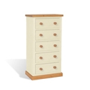 FurnitureToday Chunky Pine Ivory 5 Drawer Narrow Chest