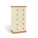 Chunky Pine Ivory 5 Drawer Narrow Chest