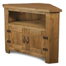 FurnitureToday Chunky Plank Pine 2 Door Corner TV Unit